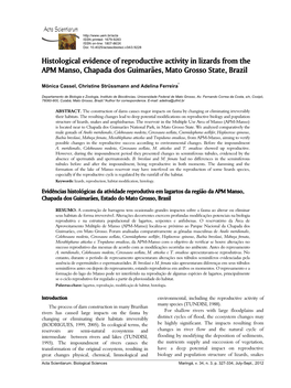 Histological Evidence of Reproductive Activity in Lizards from the APM Manso, Chapada Dos Guimarães, Mato Grosso State, Brazil