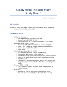 Simply Jesus: the Bible Study Study Sheet 1