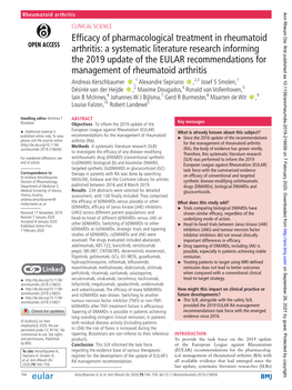 Efficacy of Pharmacological Treatment in Rheumatoid Arthritis