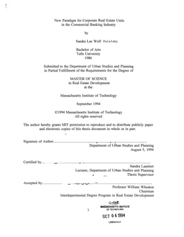 Oct 0 41994 Librmes New Paradigm for Corporate Real Estate Units