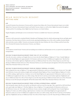 Bear Mountain Resort - Transportation Press Kit 2016