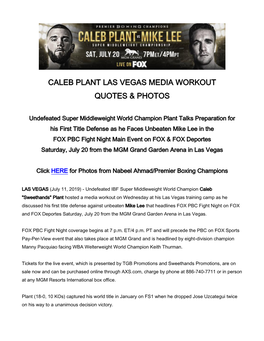 Caleb Plant Las Vegas Media Workout Quotes & Photos