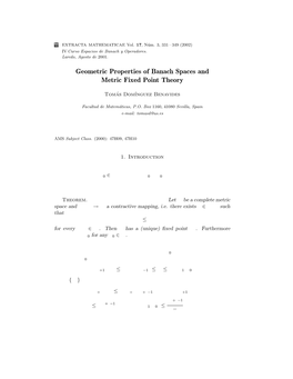 Geometric Properties of Banach Spaces and Metric Fixed Point Theory