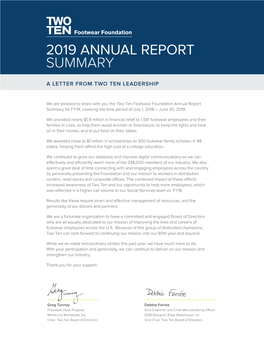 2019 Annual Report Summary