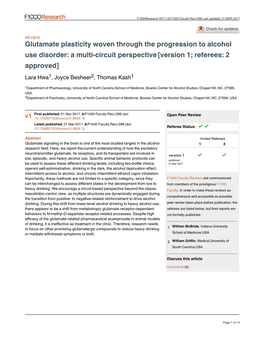 Glutamate Plasticity Woven Through the Progression to Alcohol