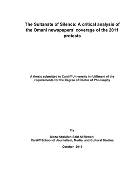 A Critical Analysis of the Omani Newspapers' Coverage of the 2011
