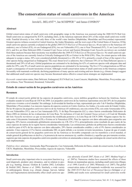 The Conservation Status of Small Carnivores in the Americas