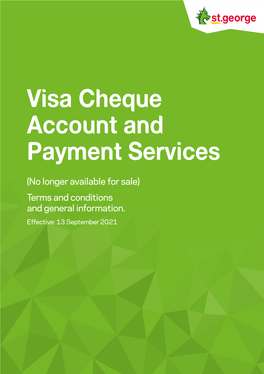 Visa Cheque Account and Payment Services