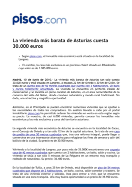 La Vivienda Más Barata De Asturias Cuesta 30.000 Euros