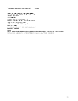 Rachana Overseas Inc