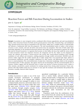 Reaction Forces and Rib Function During Locomotion in Snakes John G