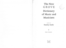 Edited by Macmillan Publishers Limited, London Grove's Dictionaries of Music Inc., Washington, Dc Peninsula Publishers Limited, Hong Kong