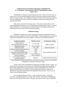 Draft Version of Groundwater Article 1 for Richfield Newsletter