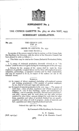 May, 1955. Subsidiary Legislation