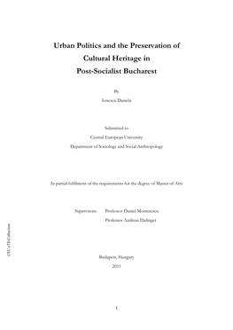 Urban Politics and the Preservation of Cultural Heritage in Post-Socialist
