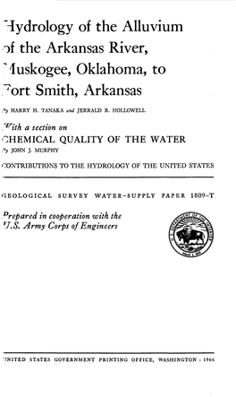 Hydrology of the Alluvium of the Arkansas River, "Luskogee, Oklahoma, to Tort Smith, Arkansas