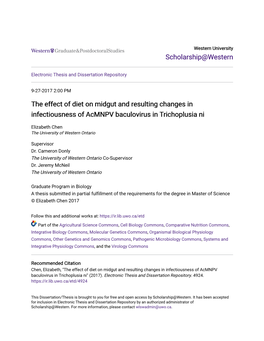 The Effect of Diet on Midgut and Resulting Changes in Infectiousness of Acmnpv Baculovirus in Trichoplusia Ni