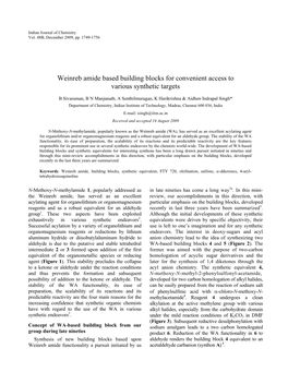 Weinreb Amide Based Building Blocks for Convenient Access to Various Synthetic Targets