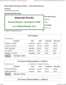 WV SOS - Elections - Election Results - Online Data Services