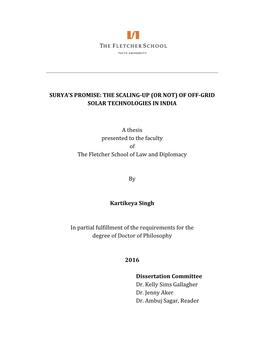 OF OFF-GRID SOLAR TECHNOLOGIES in INDIA a Thesis