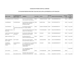 Final Dividend) As on 30-06-2014