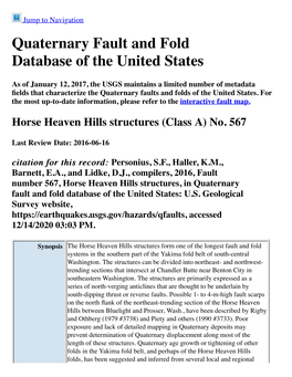 Quaternary Fault and Fold Database of the United States