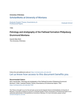 Petrology and Stratigraphy of the Flathead Formation Philipsburg- Drummond Montana