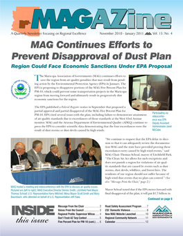 MAG Continues Efforts to Prevent Disapproval of Dust Plan