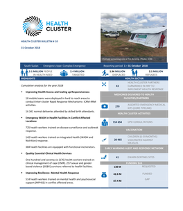 HEALTH CLUSTER BULLETIN # 10 31 October 2018 South Sudan