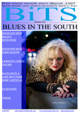 Interview with Halley Devestern Interview with Eddie Martin Lawrence Lebo's Column Blues Boys a Long Way from Home
