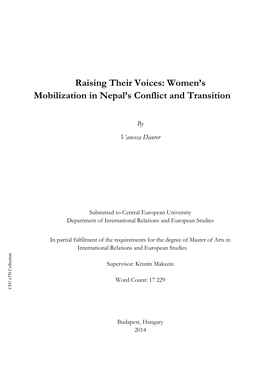 Women's Mobilization in Nepal's Conflict and Transition