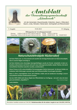 Amtsblatt Der Verwaltungsgemeinschaft „Ländereck“