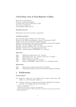 Curriculum Vitæ of Jean-Baptiste Caillau