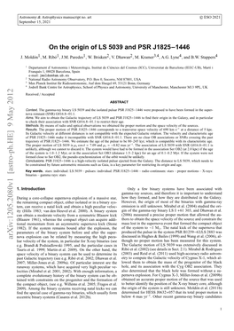 On the Origin of LS 5039 and PSR J1825-1446