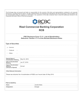 Rizal Commercial Banking Corporation RCB