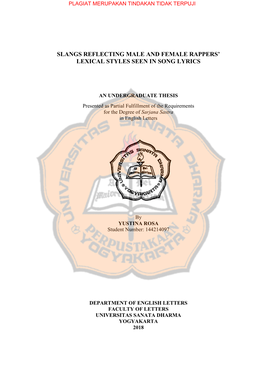 Slangs Reflecting Male and Female Rappers' Lexical Styles Seen in Song