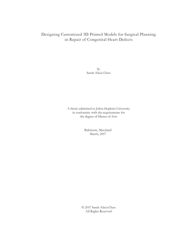 Designing Customized 3D Printed Models for Surgical Planning in Repair of Congenital Heart Defects