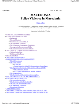 MACEDONIA Police Violence in Macedonia: Official Thumbs up Page 1 of 14