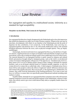 Sex Segregation and Equality in a Multicultural Society: Inferiority As a Standard for Legal Acceptability