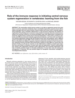 Role of the Immune Response in Initiating Central Nervous System Regeneration in Vertebrates