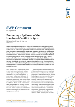 Preventing a Spillover of the Iran-Israel Conflict in Syria. E3+