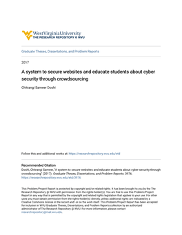 A System to Secure Websites and Educate Students About Cyber Security Through Crowdsourcing