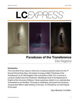 Paradoxes of the Transference Ellie Ragland