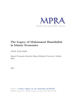 The Legacy of Muhammad Hamidullah in Islamic Economics