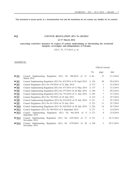 B COUNCIL REGULATION (EU) No 269/2014 of 17 March