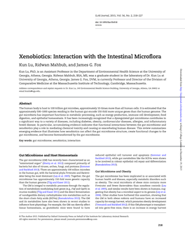 Xenobiotics: Interaction with the Intestinal Microflora