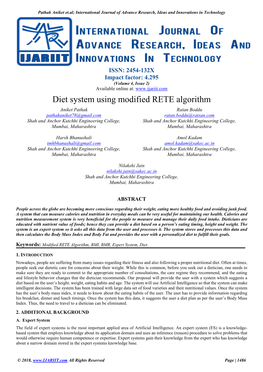 Diet System Using Modified RETE Algorithm