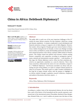 China in Africa: Debtbook Diplomacy?