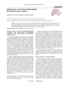 Indacaterol, a Novel Once Daily Inhaled Β2-Adrenoreceptor Agonist