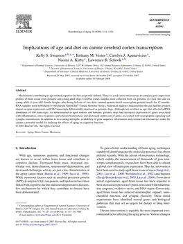 Implications of Age and Diet on Canine Cerebral Cortex Transcription.Pdf